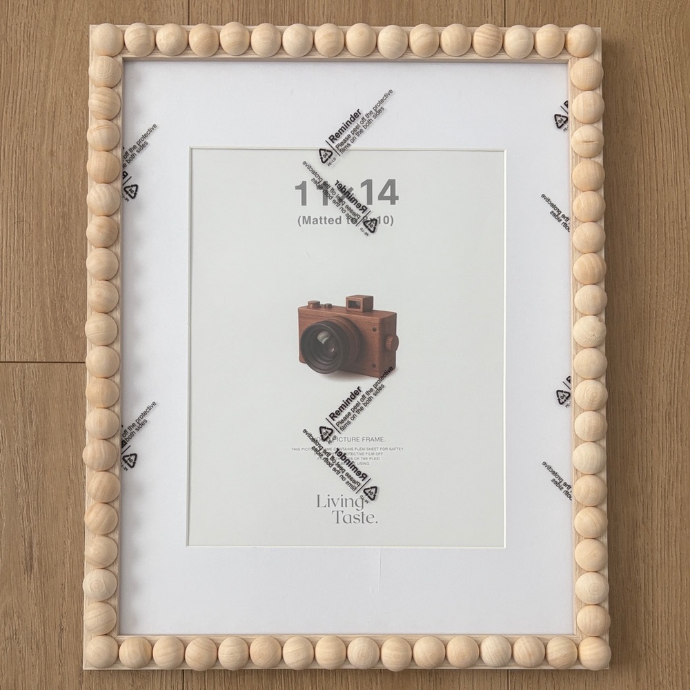Natural Wood Beaded Picture Frame